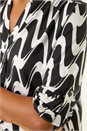 Black Geometric Print V-Neck Stretch Blouse, Image 5 of 5