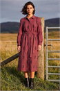 Maroon Embroidered Belted Midi Dress, Image 3 of 4