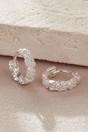 Silver Sterling Silver Rose Huggie Hoops, Image 1 of 4