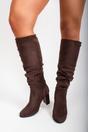 Black iKrush Black Lunara Suede Knee High Block Heel Boots, Image 6 of 8