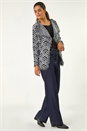 Black Geometric Fringe Collared Cardigan, Image 4 of 5