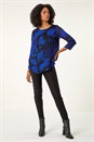 Royal Blue Abstract Print Textured Top, Image 1 of 5