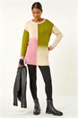 Multi  Colour Block Knit Tunic Jumper, Image 2 of 5