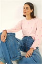 Light Pink Embroidered Floral Knit Top, Image 2 of 6