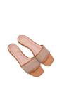 Beige XY LONDON Beige 'Gabrielle' Flat Slip On Open Toe Diamante Slider Mule Sandals, Image 5 of 5