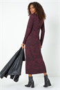 Burgundy Snake Print Jacquard Stretch Dress, Image 3 of 5