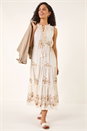 Ivory  Floral Print Tiered Maxi Dress, Image 3 of 6