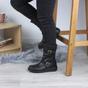 Black Low Wedge Heel Comfort Calf Biker Boots, Image 5 of 6
