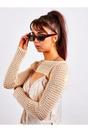 Brown SVNX Brown Angular Frame Cat Eye Sunglasses, Image 6 of 7