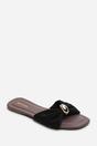 Black Arc Ruched Buckle Slide On Sandal, Image 3 of 6