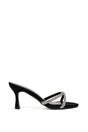 Black XY LONDON Black 'Abby'  Strappy Diamante Stiletto Heel Sandal Mules, Image 1 of 5