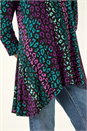 Teal Animal Print Hanky Hem Stretch Top, Image 5 of 5