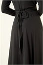 Black Twist Front Stretch Midi Dress, Image 5 of 5