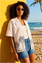 White Dusk Palm Embroidered Shirt, Image 1 of 4
