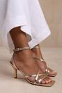 Gold Where's That From Gold 'Austin' Multi Strap Cross Over Mid Heels, Image 2 of 3