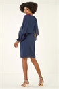 Navy  Embellished Cold Shoulder Chiffon Dress, Image 3 of 5