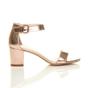 Rose Gold AJVANI Rose Gold Mid Block Heel Ankle Strap Sandals, Image 2 of 6