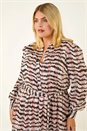 Pink Curve Animal Print Midi Dress, Image 4 of 5