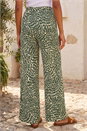 Khaki Abstract Wide Leg Trouser, Image 3 of 4