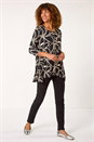 Tan Stretch Floral Print Swing Top, Image 2 of 5