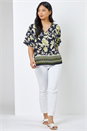Navy  Petite Floral Print Cold Shoulder Top, Image 3 of 5