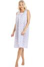 Blue Camille Lingerie Blue Floral Print Sleeveless Nightdress, Image 1 of 5