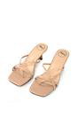 Beige XY LONDON Beige 'Dream' Strappy Square Toe Kitten Heel Slip on Mule Sandals, Image 3 of 5
