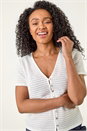 White Petite Textured Button Up Blouse, Image 4 of 5
