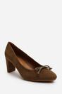 Khaki 'Primrose' Block Heel Court Shoe, Image 3 of 6
