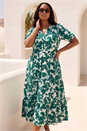 Green Curve Floral Print Dress, Image 1 of 4