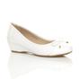 White AJVANI White Low Mid Wedge Heel Comfort Court Shoes, Image 1 of 6