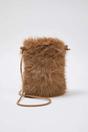 Camel Faux Fur Crossbody Shoulder Bag with Phone Pocket, Image 2 of 4