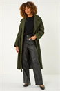 Khaki Longline Single Breasted Coat, Image 7 of 7