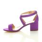 Purple AJVANI Purple Mid Block Heel Crossed Straps Sandals, Image 3 of 6