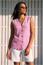 Pink Crinkle Button Up Front Blouse, Image 1 of 4