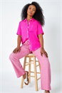 PINK Petite Button Up Pocket Shirt, Image 1 of 5