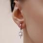 Silver White Opal Northernstar Drop Hoop Earring Sterling Silver, Image 2 of 2