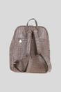 Grey Real Leather Backpack with Multiple Pockets and Gold-Tone Hardware, Image 3 of 4