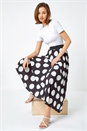 Black Polka Dot Pleated Midi Skirt, Image 1 of 5