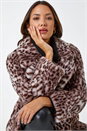 Taupe Premium Animal Print Faux Fur Coat, Image 1 of 5