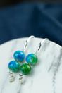 Green Colourful Double Marble Pearl Dangle Earrings, 1-inch Drop, Image 2 of 2