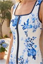 Navy  Petite Floral Drop Waist Dress, Image 4 of 4