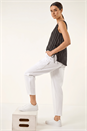 White Casual Elastic Waist Cargo Stretch Trousers, Image 2 of 6