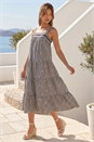 Black Gingham Embroidered Midi Dress, Image 1 of 4
