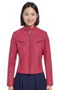 Pink Infinity Leather Pink Slim-Fit Leather Biker Jacket-Tulsa, Image 1 of 6