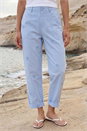 Blue Petite Cotton Embroidered Trouser , Image 2 of 4