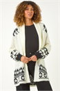 Ivory  Patterned Knit Cardigan, Image 4 of 5