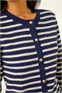 Navy  Soft Stripe Button Knit Cardigan, Image 5 of 5