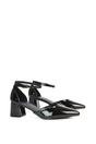 Black XY LONDON Black 'Evie' Low Block Heel Court Shoes With Pointed Toe, Image 3 of 6
