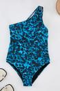 Multi One Shoulder Printed Swimsuit with Strap Detail, Image 3 of 5
